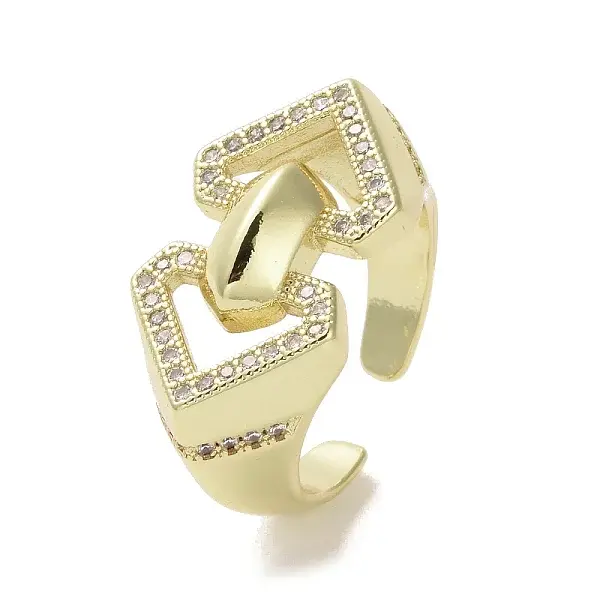 Brass Micro Pave Cubic Zirconia Open Cuff Ring