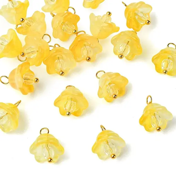 20Pcs Glass & Acrylic Flower Pendants