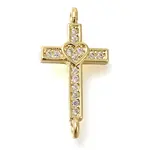 Brass Pave Clear Cubic Zirconia Connector Charms