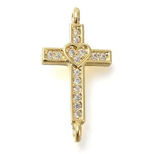Brass Pave Clear Cubic Zirconia Connector Charms