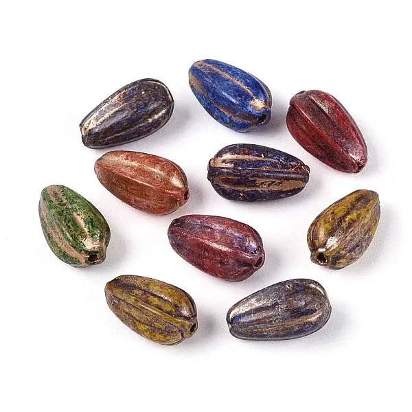 Picasso Baking Paint & Golden Metal Enlaced Glass Beads