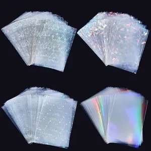 200Pcs 4 Styles Laser Transparent Plastic Packaging Bags