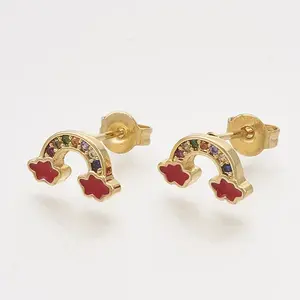 Brass Cubic Zirconia Stud Earrings