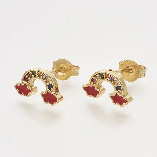 Brass Cubic Zirconia Stud Earrings