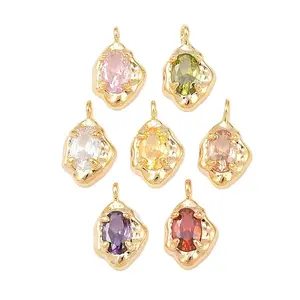 Brass Micro Pave Cubic Zirconia Pendants