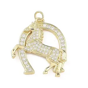 Brass Micro Pave Clear Cubic Zirconia Pendants