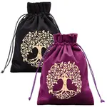 2Pcs 2 Colors Tree of Life Pattern Velvet Packing Pouches