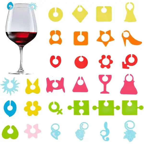 2 Sets 2 Style Silicone Goblet Charm Set