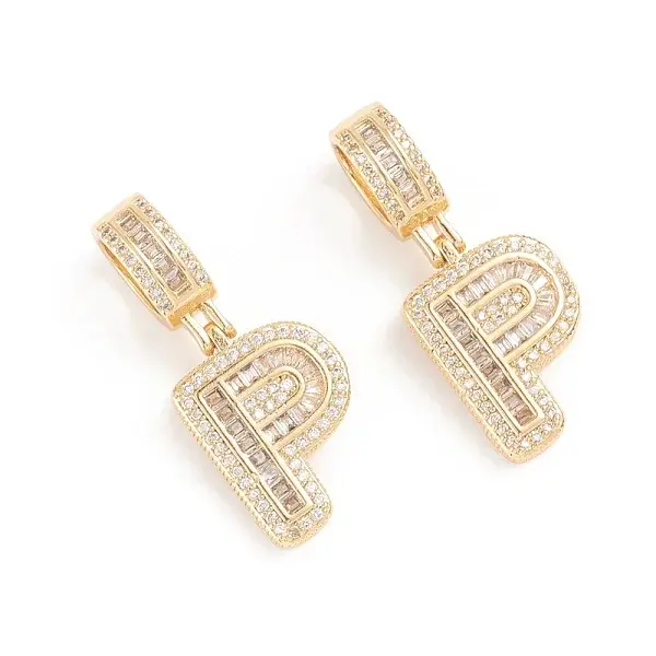 Brass Micro Pave Cubic Zirconia Pendants