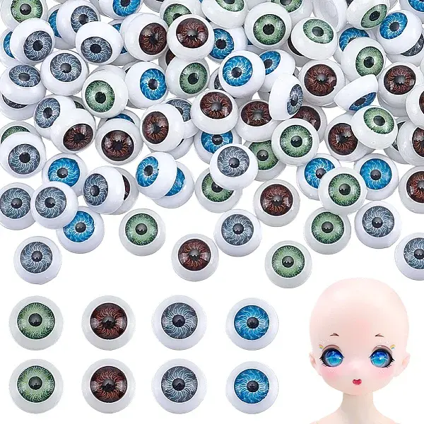 60Pairs 4 Colors Craft Plastic Doll Eyeballs