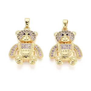 Brass Micro Pave Cubic Zirconia Pendants
