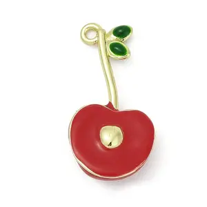 Cherry Brass Enamel Pendants