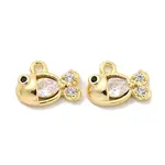 Brass Micro Pave Clear Cubic Zirconia Charms