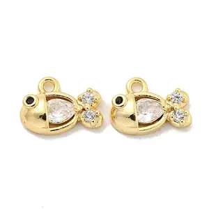 Brass Micro Pave Clear Cubic Zirconia Charms