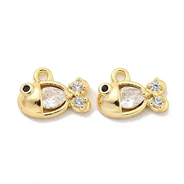 Brass Micro Pave Clear Cubic Zirconia Charms