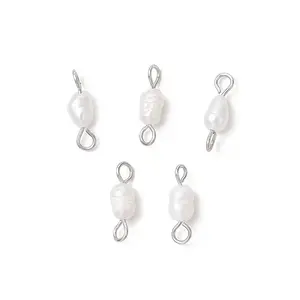 Natural Cultured Freshwater Pearl Potato Links Connector Charms