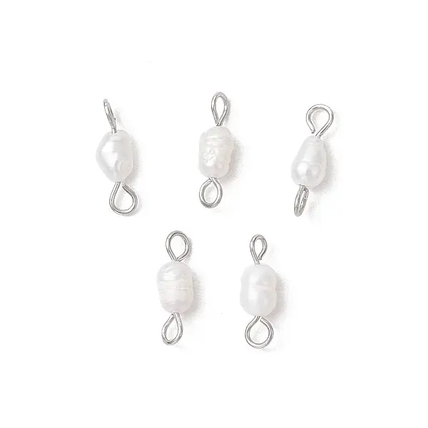 Natural Cultured Freshwater Pearl Potato Links Connector Charms
