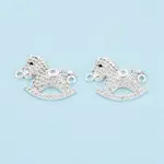 Brass Micro Pave Clear and Black Cubic Zirconia Connector Charms
