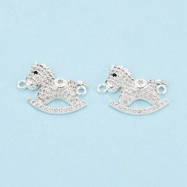 Brass Micro Pave Clear and Black Cubic Zirconia Connector Charms