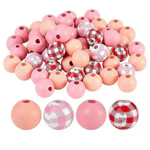 Painted Natural Wood Beads