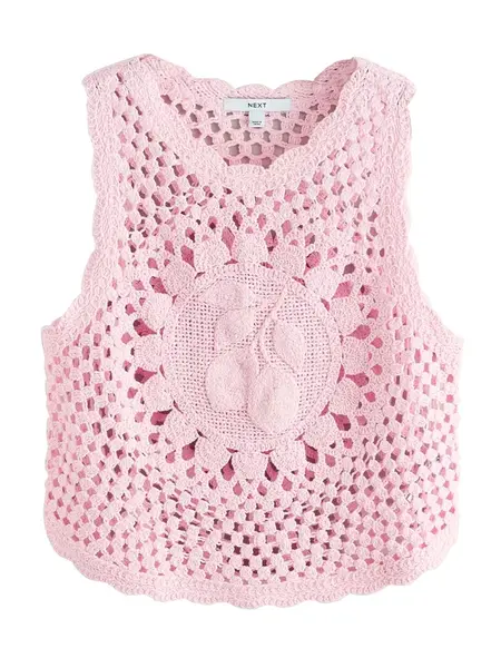 Next Vyšívaný top  ružová