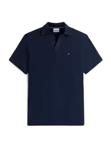 TOMMY HILFIGER Tričko 'Relaxed Fit Stripe Crepe'  tmavomodrá