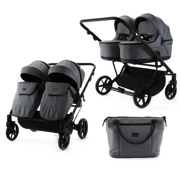 ADAMEX Kočárek dvojčatový Leo Graphite