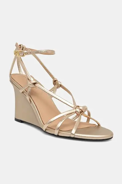 Kožené sandály Tommy Hilfiger METAL LEATHER KNOTS WEDGE SANDAL