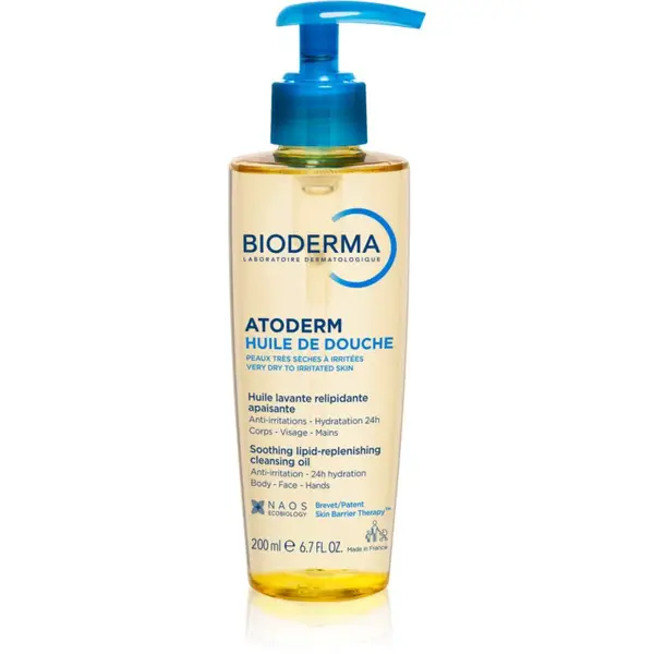 Bioderma Atoderm Shower Oil vysoko výživný upokojujúci sprchový olej pre suchú a podráždenú pokožku 200 ml