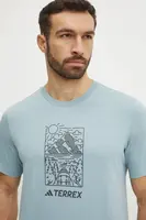Tričko adidas TERREX Wild modrá barva, s potiskem, JN4265