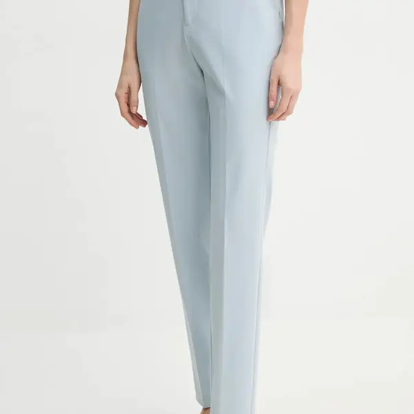 Kalhoty AERON LOUI dámské, modrá barva, střih cigarette, high waist, PA307557