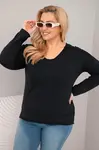 Plus size halenka s výstřihem do V a delším hřbetem