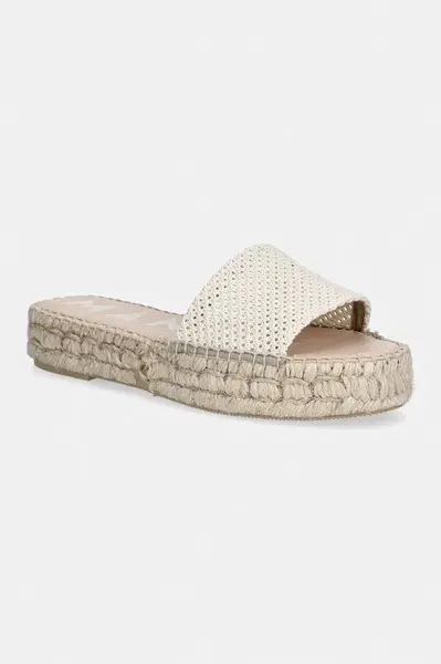 Manebi pantofle dámské Krémové síťované espadrilky