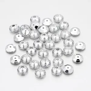 Faceted Flat Round Taiwan Acrylic Rhinestone Beads