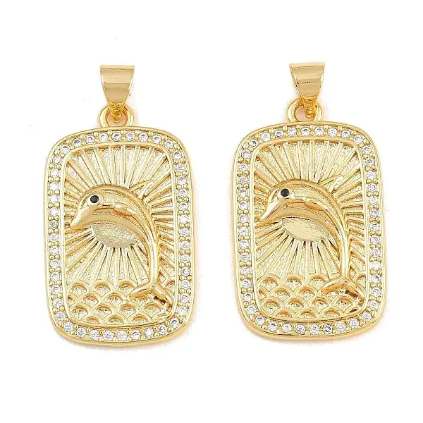 Brass Micro Pave Black Cubic Zirconia Pendants