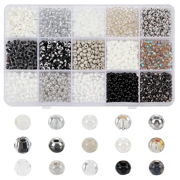 2396pcs 15 Styles Glass Seed Beads