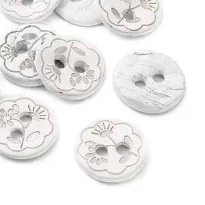 Laser Flower Pattern Natural Abalone Shell/Paua Shell Buttons
