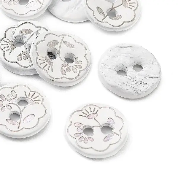 Laser Flower Pattern Natural Abalone Shell/Paua Shell Buttons