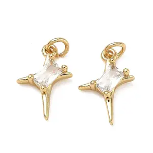 Brass Micro Pave Clear Cubic Zirconia Charms