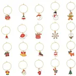 20Pcs 20 Styles Christmas Theme Alloy Enamel Wine Glass Charms