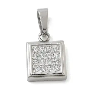 Ion Plating(IP) 304 Stainless Steel Micro Pave Cubic Zirconia Pendants