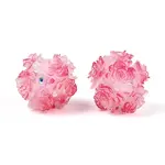 Polymer Clay Rhinestone Beads with Embossed Resin Roses