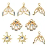 8Pcs 4 Styles Brass Micro Pave Cubic Zirconia Pendants