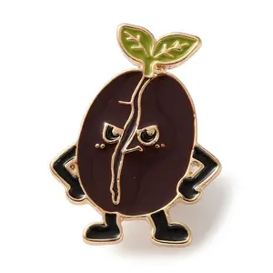 Angry Coffee Bean Enamel Brooches