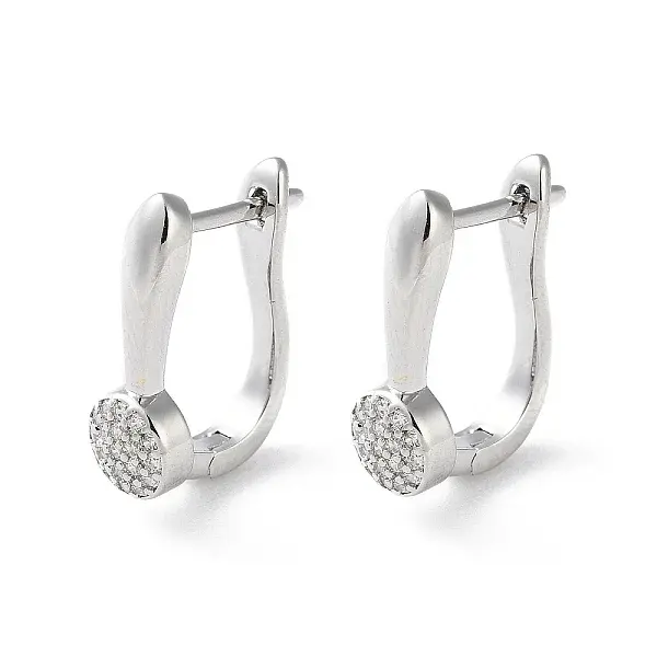 Brass Micro Pave Cubic Zirconia Hoop Earrings