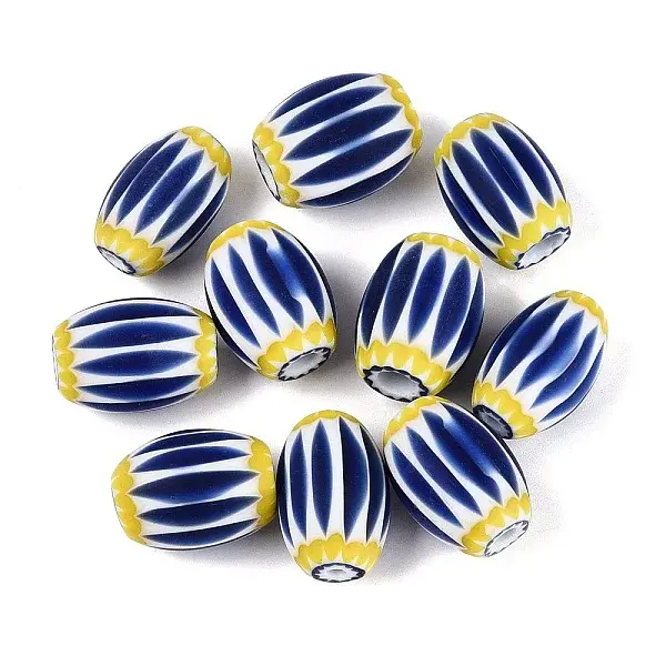 Handmade Millefiori Glass Barrel Beads