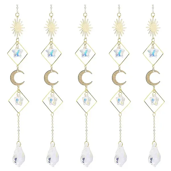 Electroplate Glass Star & Teardrop Window Hanging Suncatchers