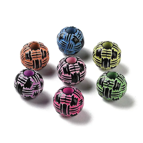 Spray Printed Opaque Acrylic European Beads