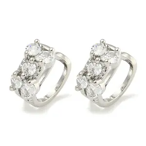 Brass Micro Pave Cubic Zirconia Cuff Earrings