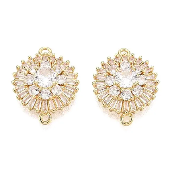 Brass Pave Clear Cubic Zirconia Connector Charms